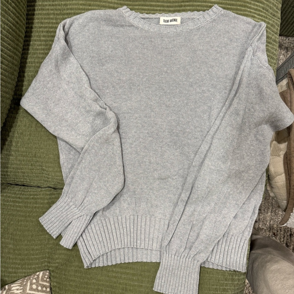 Djerf Avenue Light Gray heavy Crew Neck Sweater